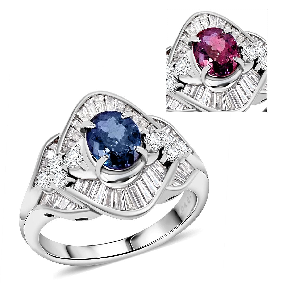 Chairman Vault Collection Certified & Appraised Rhapsody 950 Platinum AAAA Brazilian Alexandrite, Diamond (E-F, VS) (0.82 cts) Ring (Size 5.0) (7.40 g) 1.86 ctw