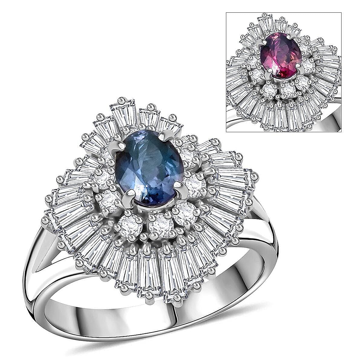 Chairman Vault Collection Certified & Appraised 900 Platinum AAAA Brazilian Alexandrite, Diamond (E-F, VS) (1.43 cts) Ring (Size 6.0) (8.90 g) 2.13 ctw