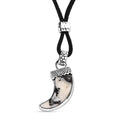 Artisan Crafted White Buffalo 10.50 ctw Bear Claw Necklace in Sterling Silver and Black Leather Cord 20 Inches - Sticky add to cart bar