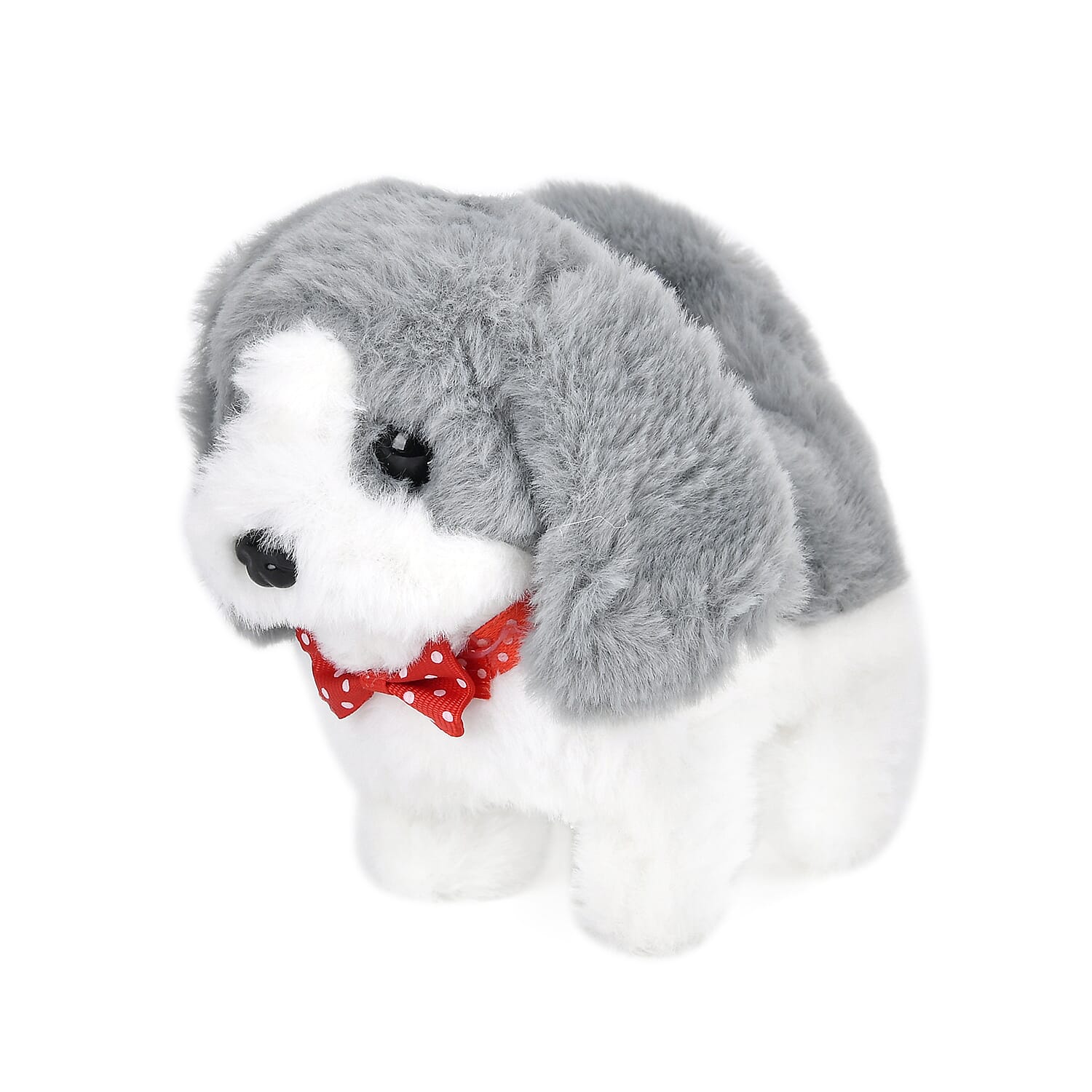 Set of 2 Gray Walking Plush Dog Toy (6.3"x3.9"x5.5") (2xAA Not Included)