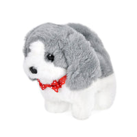 Set of 2 Gray Walking Plush Dog Toy (6.3"x3.9"x5.5") (2xAA Not Included)
