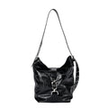 Italy Retro Noble Collection Black Genuine Leather Crossbody Bag (9.3"x5.9"x14") - Sticky add to cart bar