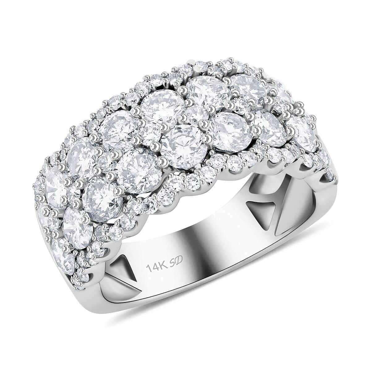 Modani 14K White Gold Diamond SI1-SI2 Ring (Size 12.0) 6.20 Grams 3.00 ctw