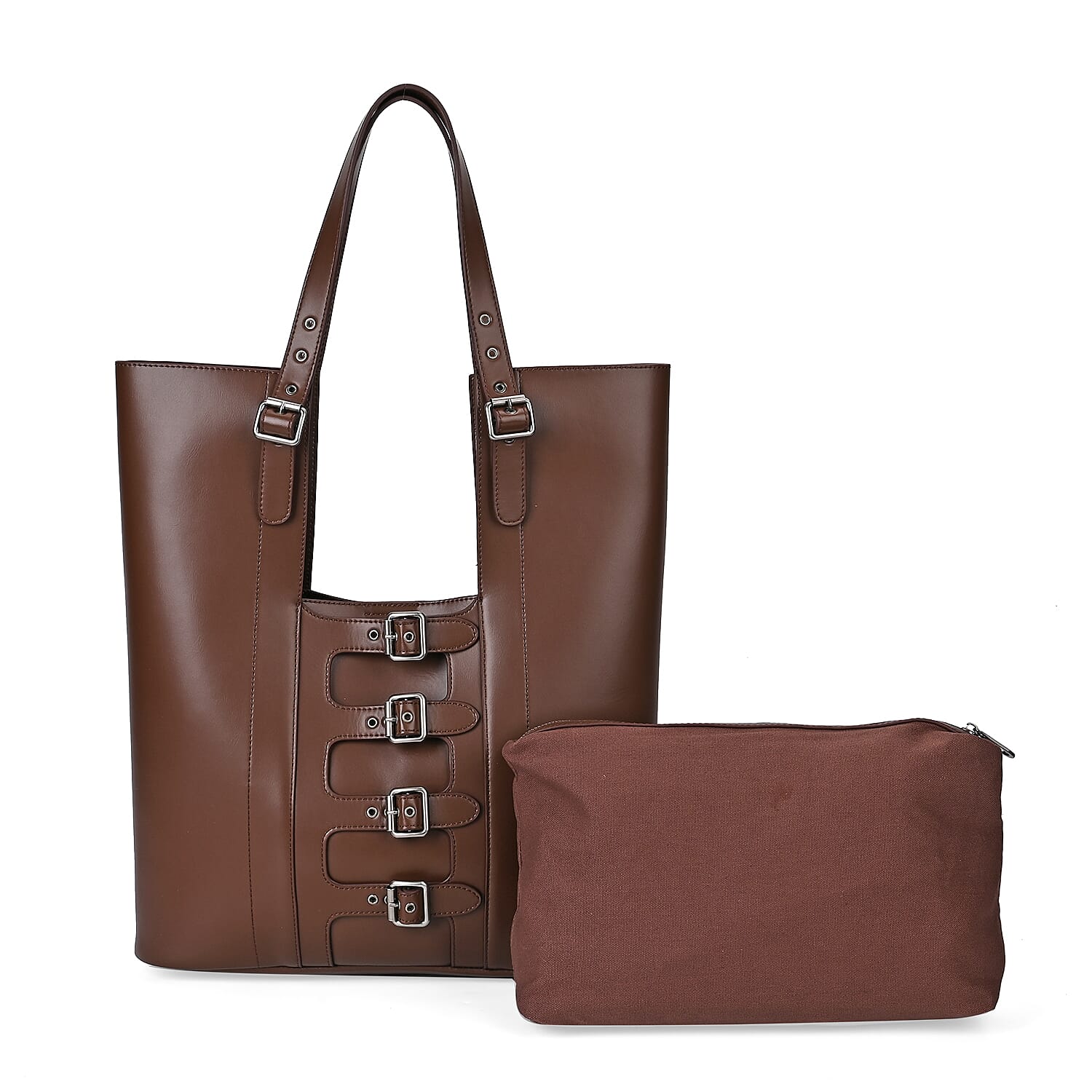 Italy Retro Noble Collection Brown Genuine Leather Tote Bag (15"x3.5"x17.7")