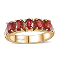 Luxoro 10K Yellow Gold AAA Red Sapphire and Diamond 5 Stone Ring (Size 10.5) 1.75 ctw - Sticky add to cart bar