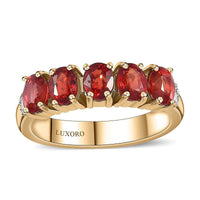 Luxoro 10K Yellow Gold AAA Red Sapphire and Diamond 5 Stone Ring (Size 10.5) 1.75 ctw