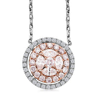 Modani 14K White Gold Natural Pink and White Diamond Necklace 18 Inches 0.60 ctw