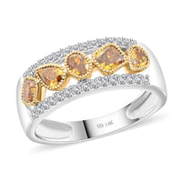 Modani 14K White and Yellow Gold Multi Diamond and White Diamond Ring 1.00 ctw