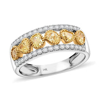 Modani 14K White & Yellow Gold Natural Yellow and White Diamond Ring (Size 10.0) 1.00 ctw
