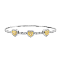 Modani 14K White Gold Natural Yellow and White Diamond Bangle Bracelet (7.00 In) 6.40 Grams 1.50 ctw