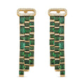 Green Glass, Simulated Diamond Earrings in Goldtone 0.30 ctw - Sticky add to cart bar