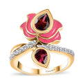 Orissa Rhodolite Garnet, White Zircon Ring in 18K Vermeil YG Over Sterling Silver (Size 5.0) 1.40 ctw - Sticky add to cart bar