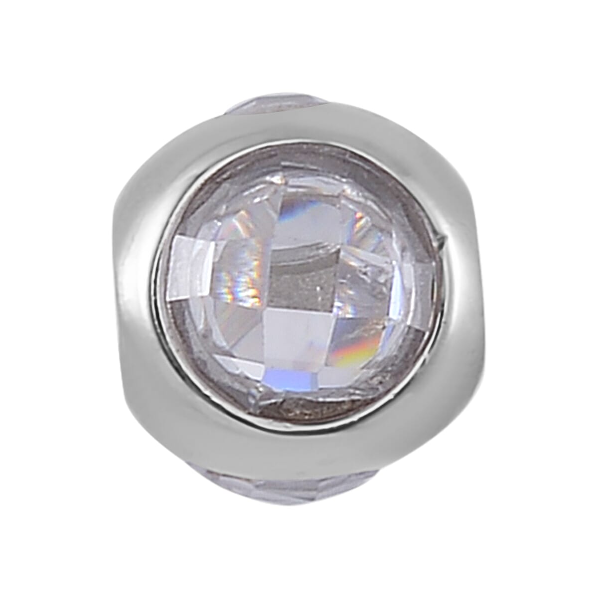 Simulated Diamond Rhinestone Charm in Rhodium Over Sterling Silver 2.10 ctw