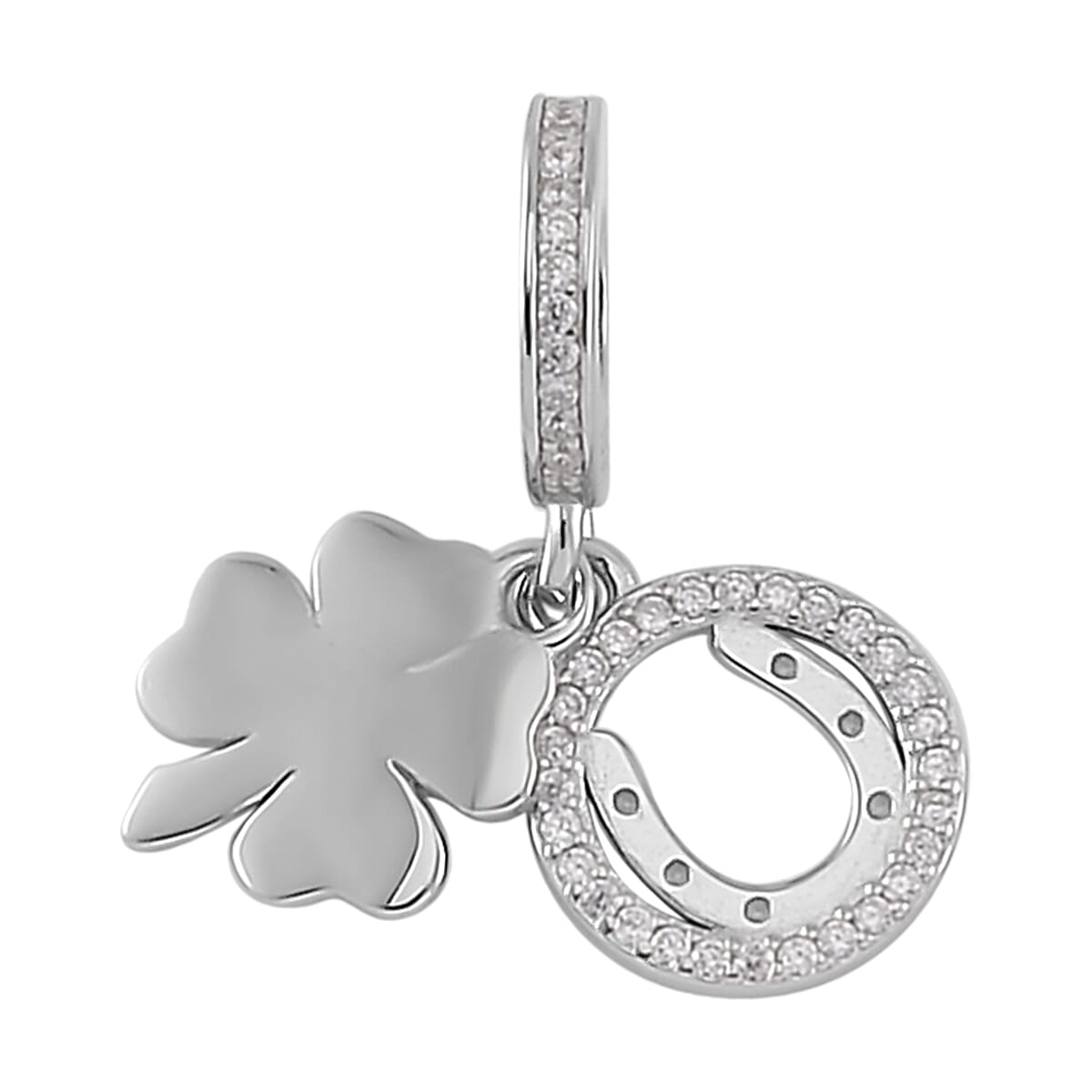 Simulated Diamond Rhinestone Charm in Rhodium Over Sterling Silver 0.60 ctw