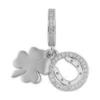 Simulated Diamond Rhinestone Charm in Rhodium Over Sterling Silver 0.60 ctw