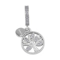 Simulated Diamond Retro Tree of Life Charm in Rhodium Over Sterling Silver - Sticky add to cart bar