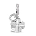 Simulated Diamond Clover Charm in Rhodium Over Sterling Silver 0.25 ctw - Sticky add to cart bar