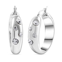 Austrian Crystal Flush Set Hoop Earrings