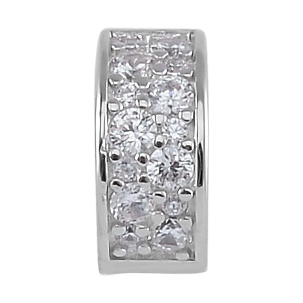 Simulated Diamond Old Oxide Charm in Rhodium Over Sterling Silver