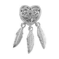 Heart Dreamcatcher Charm in Rhodium Over Sterling Silver (4 g)