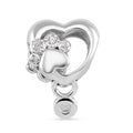 Simulated Diamond Paw Heart Charm in Rhodium Over Sterling Silver - Sticky add to cart bar