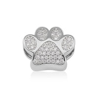 Simulated Diamond Paw Charm in Rhodium Over Sterling Silver