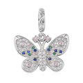 Simulated Multi Color Diamond Butterfly Charm in Rhodium Over Sterling Silver - Sticky add to cart bar