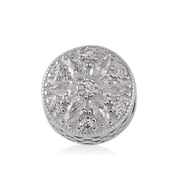 Simulated Diamond Flower Charm in Rhodium Over Sterling Silver