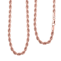 14K Rose Gold Over Sterling Silver Rope Necklace 24 Inches 2.90 Grams