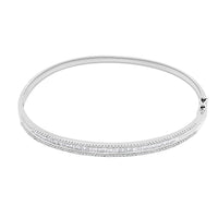 NY Closeout 14K White Gold Diamond Bangle Bracelet (7.25 In) 13 Grams 1.00 ctw