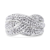 Austrian Crystal Overbridge Ring in Sterling Silver (Size 11.0)