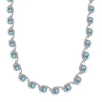 Doorbuster Betroka Blue Apatite, Moissanite Necklace (18 Inches) in Rhodium Over Sterling Silver 13.25 ctw