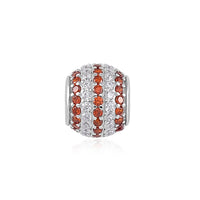 Simulated Orange and White Diamond Charm in Rhodium Over Sterling Silver