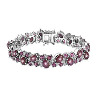 Premium Indian Star Ruby and Multi Gemstone Bracelet in Platinum Over Sterling Silver (6.75 In) 41.25 ctw