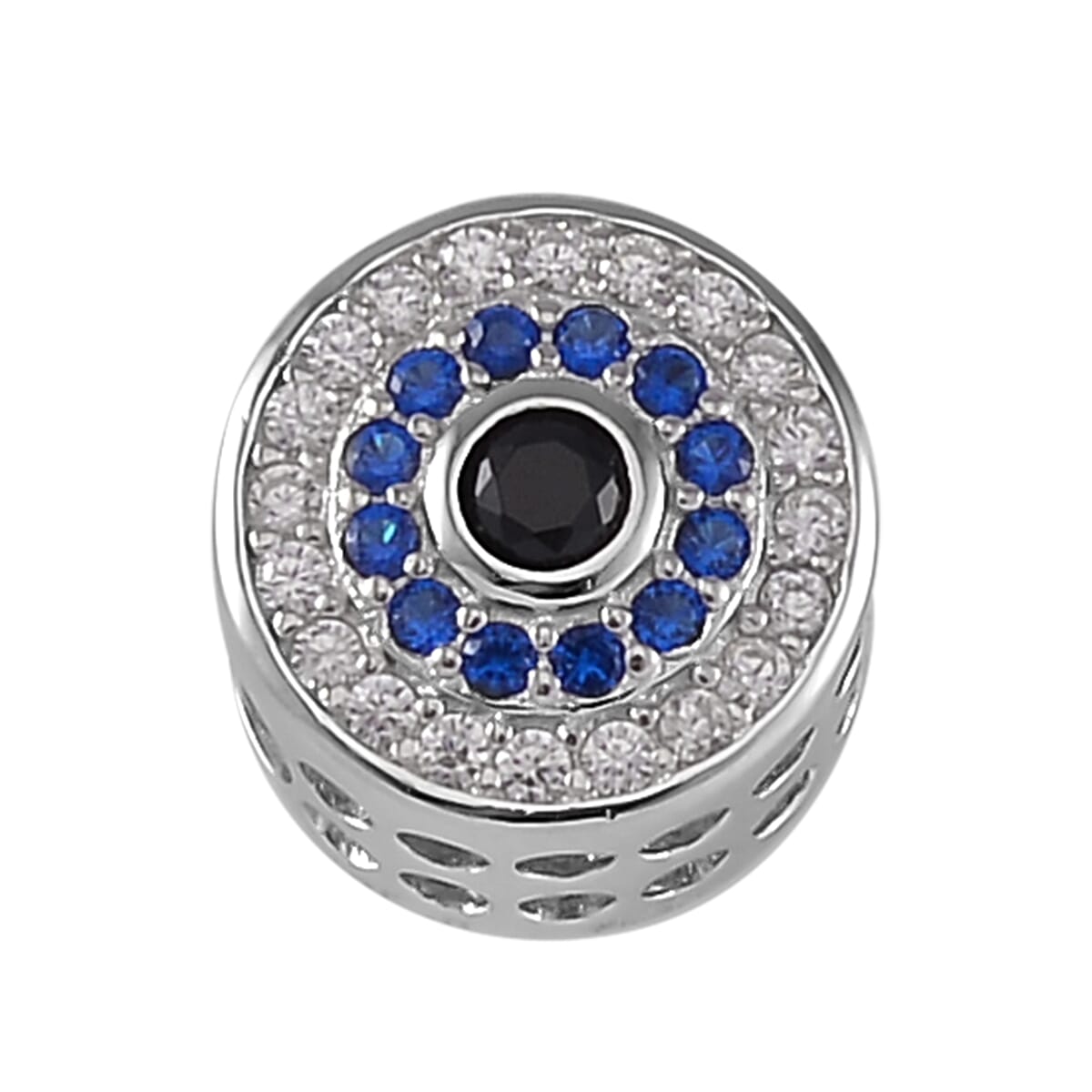 Simulated Multi Color Diamond Charm in Rhodium Over Sterling Silver