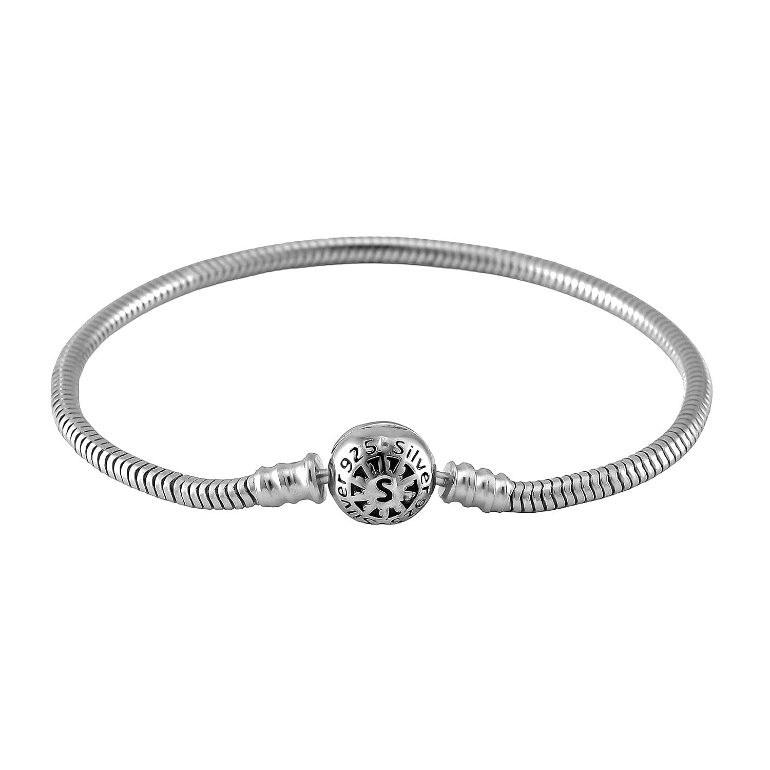 Hollow Bracelet in Rhodium Over Sterling Silver (7.25 In) (8.15 g)
