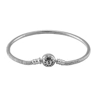 Hollow Bracelet in Rhodium Over Sterling Silver (7.25 In) (8.15 g)