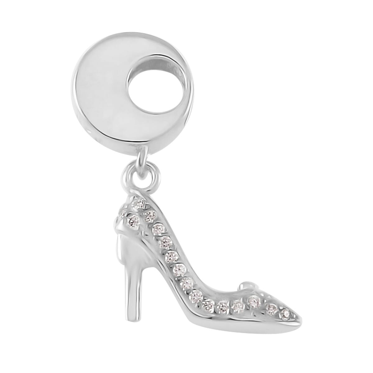 Simulated Diamond High Heels Charm in Rhodium Over Sterling Silver 0.35 ctw
