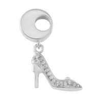 Simulated Diamond High Heels Charm in Rhodium Over Sterling Silver 0.35 ctw