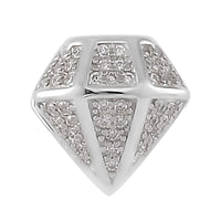 Simulated Diamond Full of Diamond Charm in Rhodium Over Sterling Silver