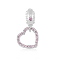Simulated Pink Diamond Heart Charm in Rhodium Over Sterling Silver 0.35 ctw