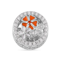 Simulated Diamond and Enameled Charm in Rhodium Over Sterling Silver 0.45 ctw