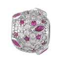 Simulated Ruby and Pink Color Diamond Charm in Rhodium Over Sterling Silver - Sticky add to cart bar