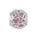 Pink Color Murano Glass Glaze Bead Charm in Rhodium Over Sterling Silver - Sticky add to cart bar