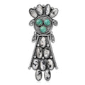 Artisan Crafted White Buffalo and Sierra Nevada Turquoise 17.35 ctw Kachina DollPendant without Chain in Sterling Silver - Sticky add to cart bar