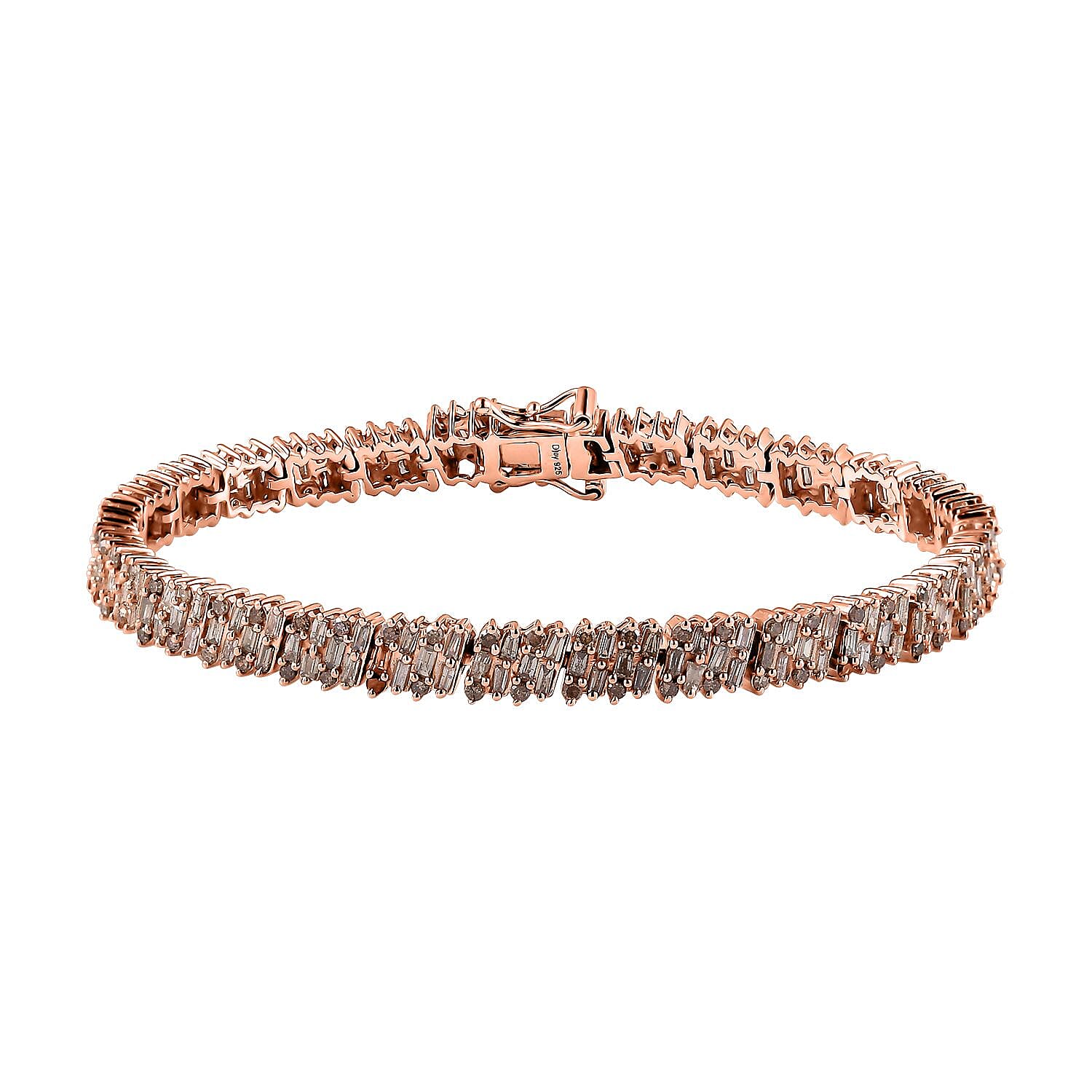 Natural Champagne Diamond Bracelet in 18K Vermeil Rose Gold Over Sterling Silver (7.25 In) 5.00 ctw