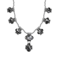 D'Joy Artisan Crafted White Buffalo 42.80 ctw Fancy Necklace in Black Oxidized Sterling Silver 18-20 Inches