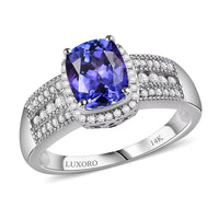 Luxoro 14K White Gold Premium Tanzanite, Diamond (I2) (0.33 ct) Ring (Size 10.0) 2.40 ctw