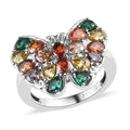 Simulated Multi Color Diamond Butterfly Ring in Stainless Steel (Size 10.0) 3.40 ctw - Sticky add to cart bar