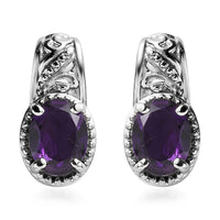 African Amethyst 2.25 ctw Solitaire Stud Earrings in Stainless Steel